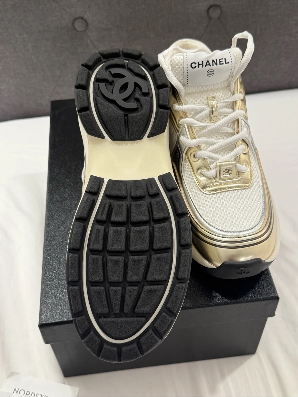 Chanel CC Runner Gold Laminate size 39.5